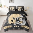 thumbnail image 2 of jejeloiu Football Sport Helmet 7-Piece Twin Bedding Sets,Gold Black Bedding Comforter Set For Rugby Gamer Reversible, 2 of 8