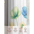 thumbnail image 5 of Blue Yellow Spring Floral Sheer Curtains 54 Inch Length 2 Panels Set, Elegant Summer Botanical Voile Window Treatment Rod Pocket Short Kitchen Curtains Drapes for Bedroom 52"x54"x2, 5 of 7