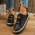 thumbnail image 4 of Willtoo Womens Faux Leather Platform Lace Up Sneaker Low Top Chain Accent Fashion Footwear Smooth Solid Color Chunky Sole Daily Footwear, 4 of 5