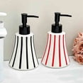 thumbnail image 3 of Striped Hotel Home Soap Dispenser Push Lotion Dispensing Bottle Curved 350ml Black/Red, 3 of 6