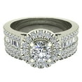 thumbnail image 4 of Round Cut Wedding Ring Set for Women 18K White Gold Halo Bridal Rings Set Wide Shank 1.42 CTW ( G , SI ), 4 of 5
