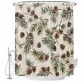 thumbnail image 2 of Sage Green Christmas Waterproof Fabric Shower Curtain,Rustic Pine Cones Xmas Botanical Waterproof Fabric Shower Curtain for Bathroom Curtains Bathtubs Shower Curtains with 12 Hooks Extra Long 72x96, 2 of 8