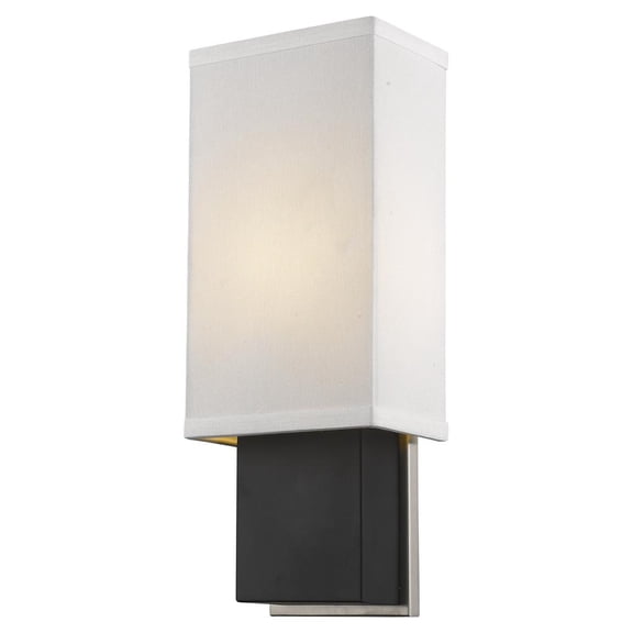 Finestra 1-Light Espresso And Polished Chrome ADA Wall Sconce With Homespun Linen Shade