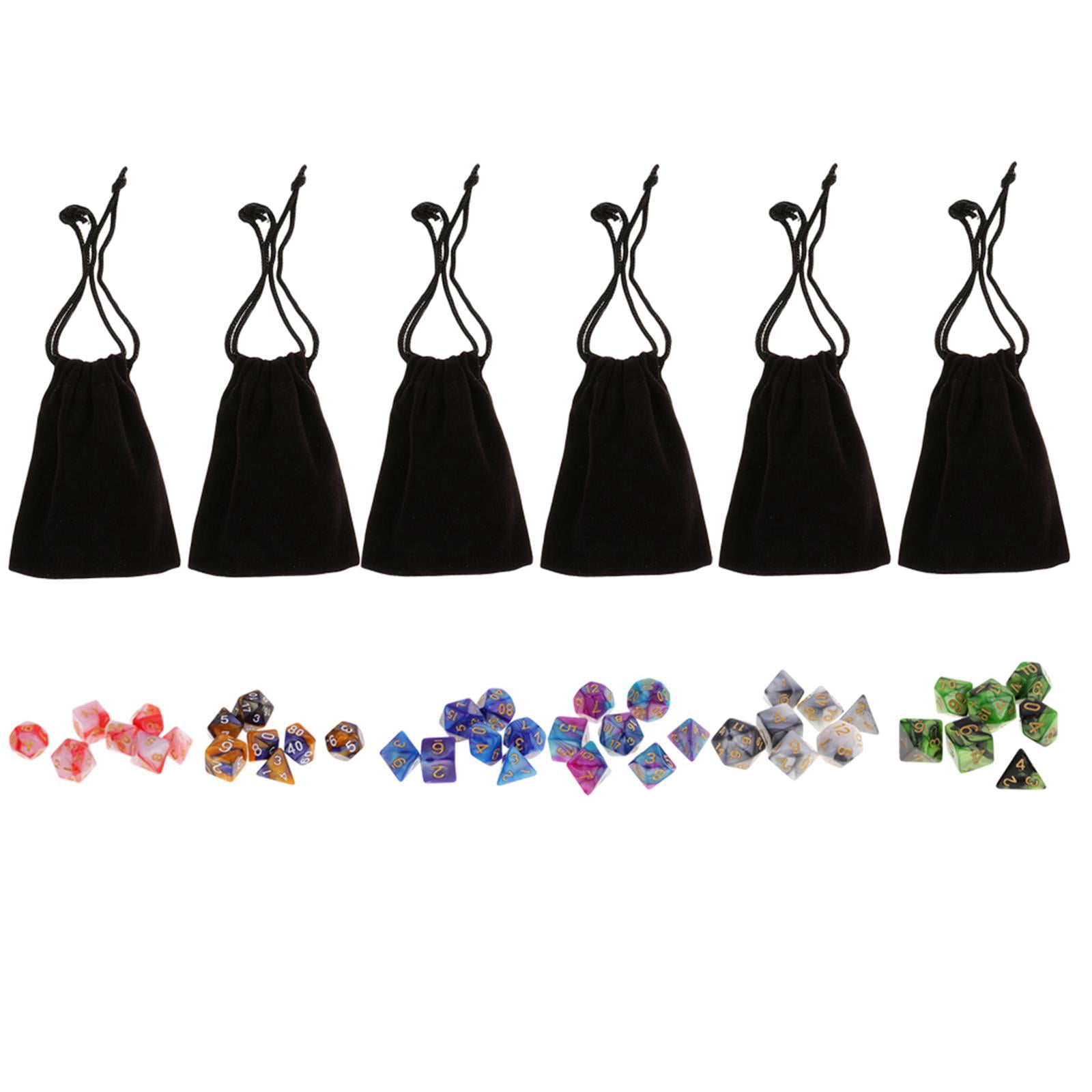 LeeQinersw 42pcs Polyhedral Dice Number Dice D4-D20 16mm + Black Bag for Role Playing Games 1