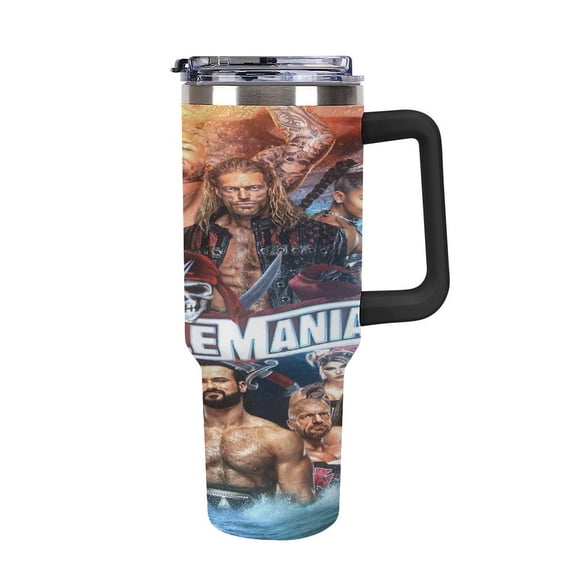 40oz Wres-Tler W-W,E Insulated Tumbler With Lid and Straws Stainless Steel Tumbler with handle Travel Coffee Mug Cup Water Bottle