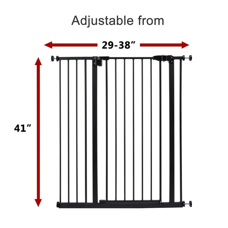 Kinbor 41 Extra Tall Child Gate Wide for Staircase Doorways with 6 Extension Kit Black Walmart