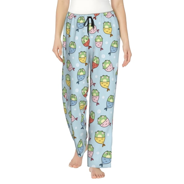 Fotbe Frog In Mermaid Pantalones de Pijama para Mujer, Pantalones de Dormir, Pantalones Pj con Cordón y Bolsillos-XX-Large