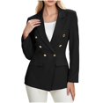thumbnail image 2 of Smsaxvxz Blazers for Women Fashion Solid Double Breasted Suit Jacket Office Lady Casual Long Sleeve Blazer Suits Black S, 2 of 9