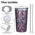 thumbnail image 4 of Pioneer Flower 10oz Tumblers Stainless Steel Tumbler with Lid and Straw,Vacuum Insulated Double Wall Travel Tumbler Cups with Cleaning Brush for Coffee, Tea, 4 of 4