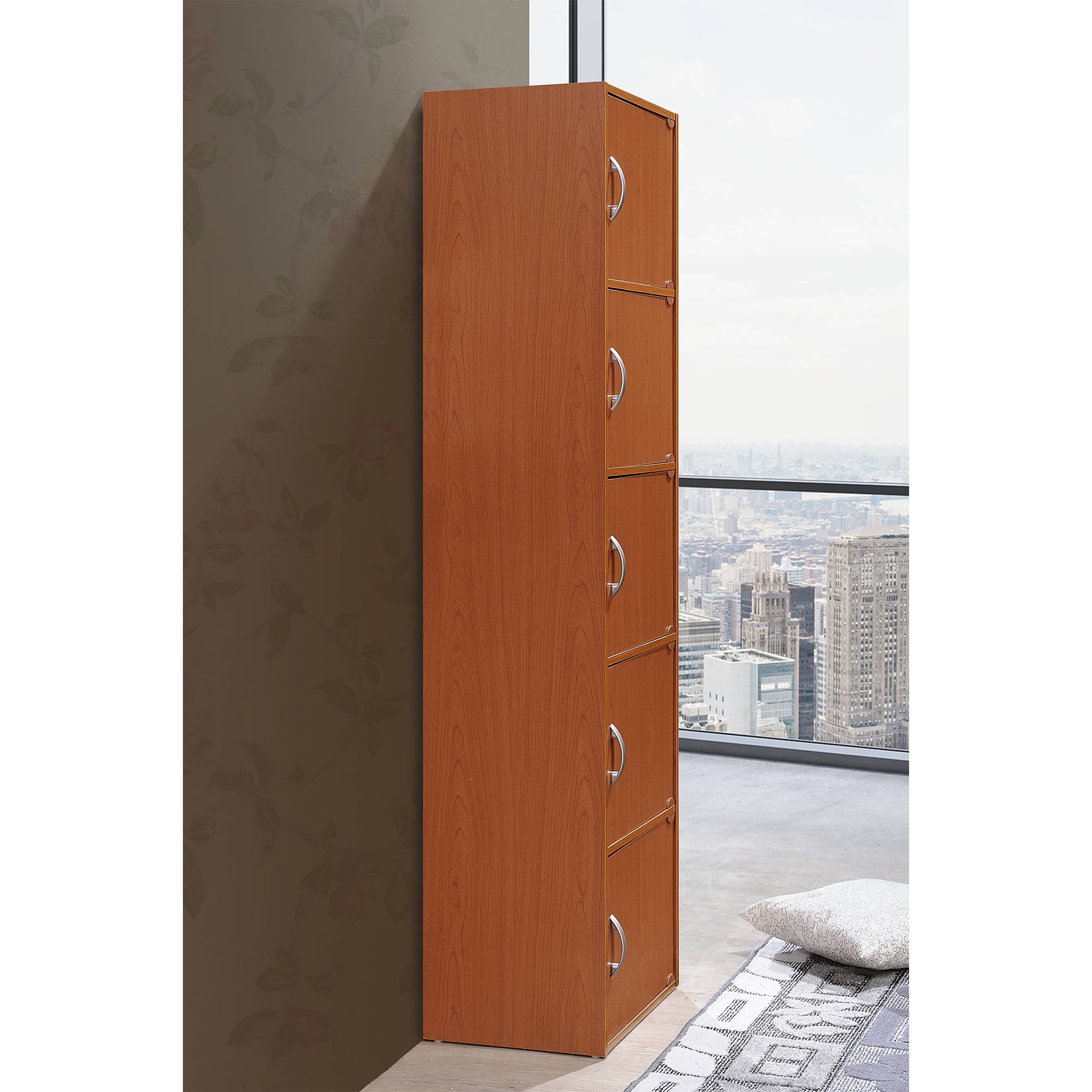 Hodedah Modern Home Decorative Versatile Design Bookcases, 11.8" x 15.90" x 59.10", Wood Red, 47 lb