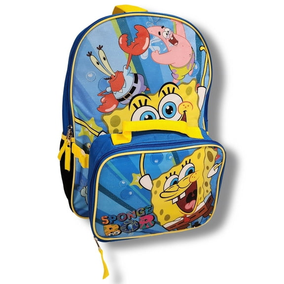 SpongeBob SquarePants Full Size 16 Inch Backpack with Detachable Lunch Box
