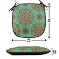 thumbnail image 4 of Turquoise Chair Seating Cushion Set of 12, Eastern Oriental Pattern of Mandala Traditional Geometric Art, Seat Pads for Office with Anti-slip Backing, 16"x16", Green Red Yellow, by Ambesonne, 4 of 7