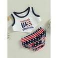 thumbnail image 3 of Infant Baby Girl Boy 4th of July Swim Clothes Sleeveless Crop Tops Independence Briefs Shorts Bikini Tankini Set, 3 of 8