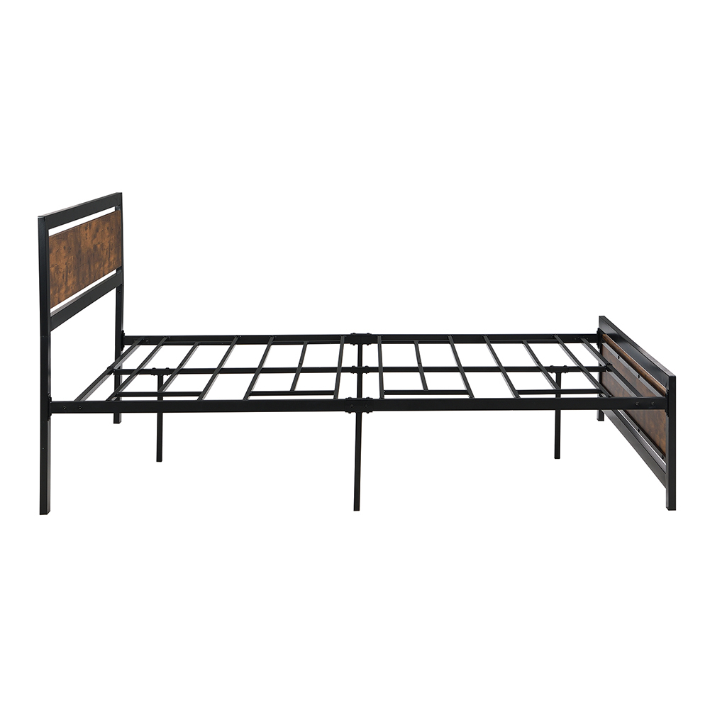 Kadyn Queen Size Platform Bed, Wood Bed Frame with Headboard and Footboard, Metal Bed Frame for Bedroom, No Box Spring Needed, Black