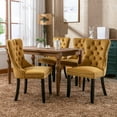 thumbnail image 6 of Set of 6 Dining Chairs Leisure Padded Chair, Tufted Solid Wood Velvet Upholstered Dining Chair with Nailhead Trim& Ring Pull for Kitchen, Living Room, 6 of 8