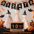 thumbnail image 4 of Seravin 3 Set Primitive Halloween Ghosts Decor Set, Vintage Gauze Ghost with Witch Hat & Wooden Stand, Boo Haunted Spooky Tabletop Ornaments for Tiered Tray Mantel Shelf Indoor Halloween Home Party, 4 of 9