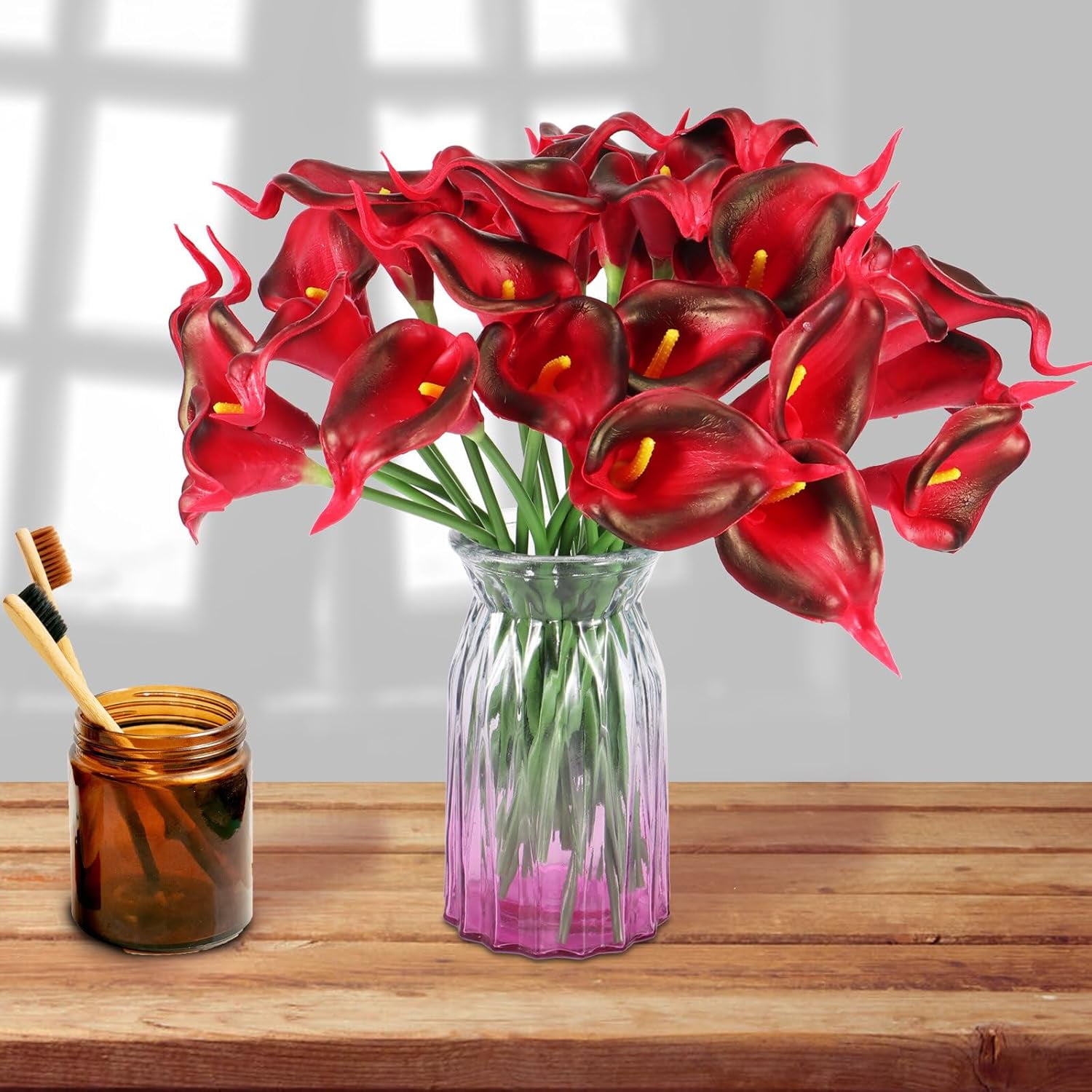 10pcs Calla Lily Artificial Flowers, Real Touch Fake Flowers Wedding Bouquet Home Party Decor Fall Floral Home Dining Room Office Decoration(Orange, 14" Tall).