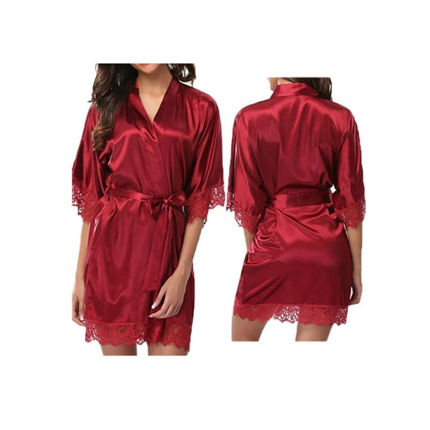 Women's Night Robes Medium Sleeve Lace Smooth Robes Bridesmaid Bridal
