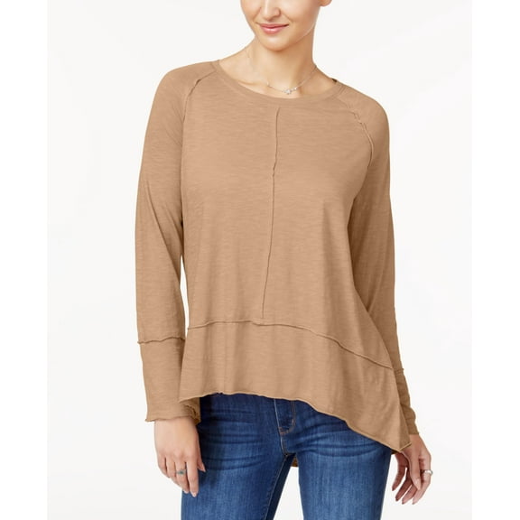 Style & Co Women's Cotton Long Sleeve High-Low Top Size M