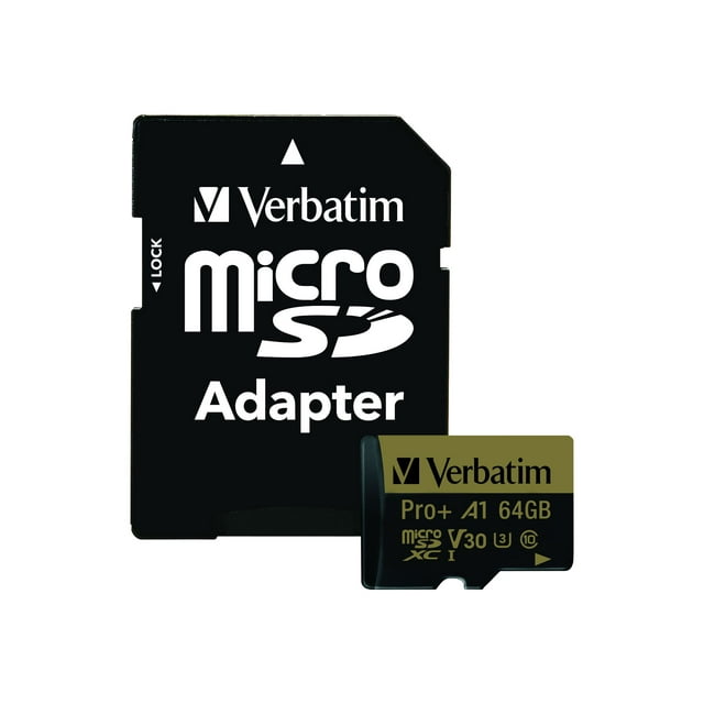 Verbatim 64GB Pro Plus 666X microSDXC Memory Card with Adapter, UHS-I V30 U3 Class 10 with A1 Rating