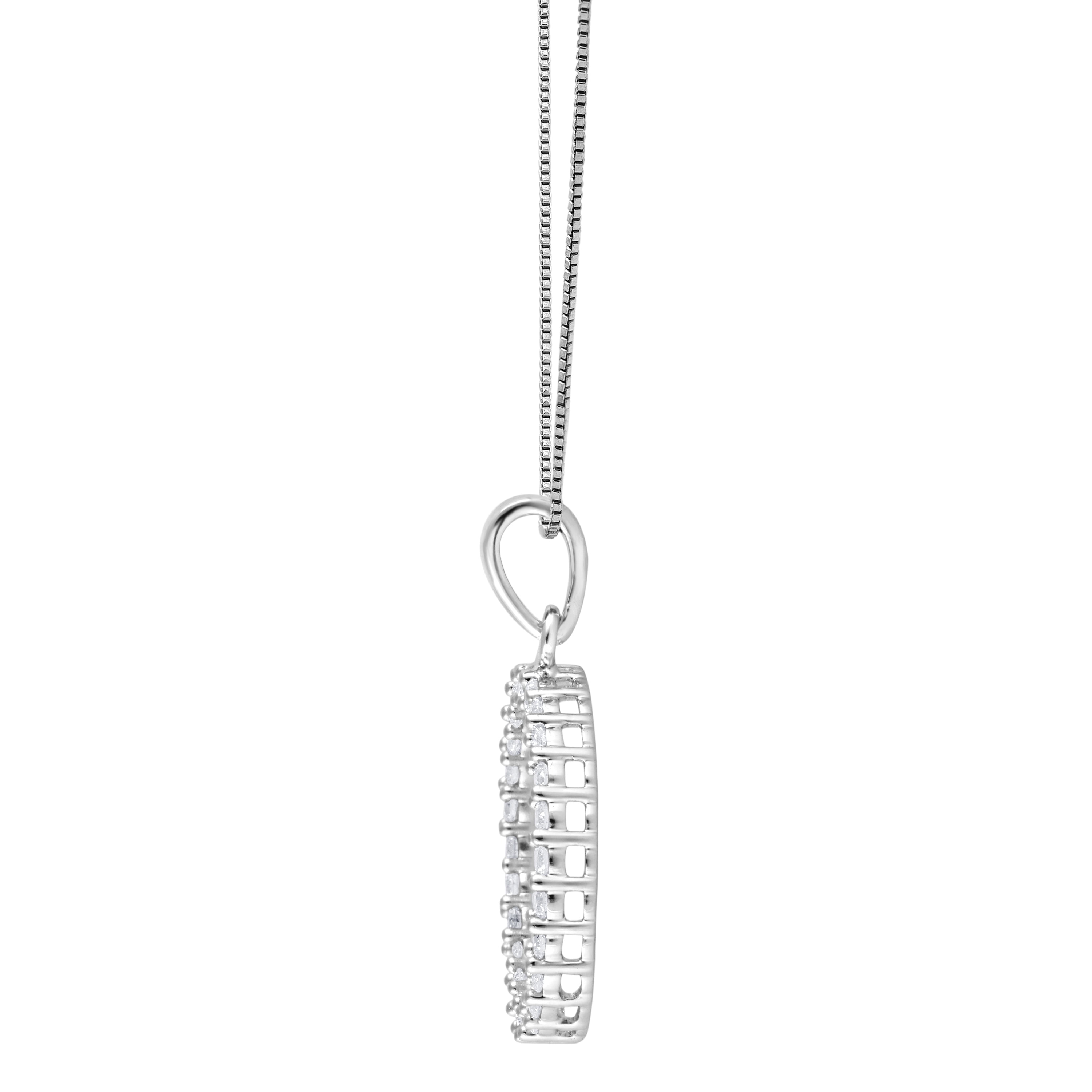 Unique Moments 1/3 Ct Round Lab Grown Diamond Pendant Necklace in Silver for Women (H-I, SI-I1) 18"