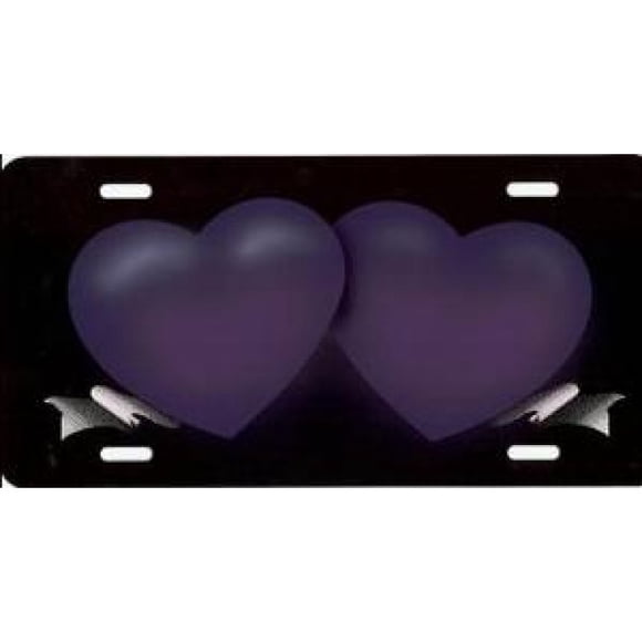 Noms Sans Plaque d'Immatriculation d'Aérographe de Ruban Violet de Double Coeurs sur la Brosse à Air