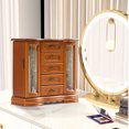thumbnail image 2 of Solid Wood Jewelry Box Women Ring Storage with 5-Drawer,Built-in Mirror,Necklace Hook-Ring Storage, 2 of 10