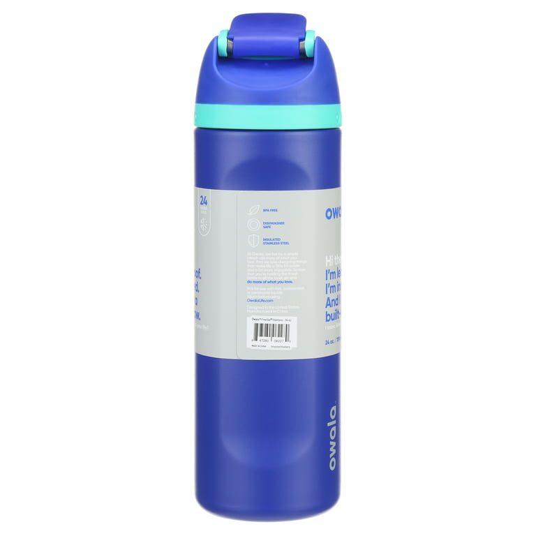 Owala FreeSip Water Bottle Stainless Steel, 24 Oz., Smooshed Blueberry Blue  