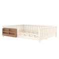 thumbnail image 6 of Bellemave Queen Size Floor Bed with Bookshelf, Wood Montessori Beds with Slats and Safety Guardrail, Low Profile Queen Bed Frame with Fence, No Box Spring Needed（Beige), 6 of 8