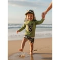 thumbnail image 5 of BemeyourBBs Toddler Baby Boy Two Piece Swimsuit with Hat Infant Boy Bathing Suit Long Sleeve Rash Guard Swimwear Summer Beachwear Lobster Crab Deer Hunting Print Zipper Top Swimming Trunks Shorts Set, 5 of 9
