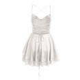 thumbnail image 5 of Women's Sexy Backless Satin Mini Dress Layered Ruffle Hem Tie Back Graduation Dress, 5 of 9