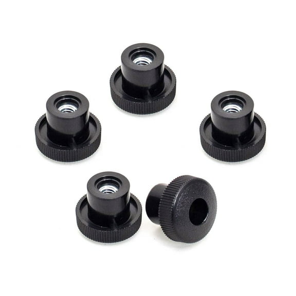 POWERTEC 5PK 5/16"-18 Round Knobs, Clamping Knobs with Steel Insert for T Track Bolts, Thumb Screw Threaded Knobs for T Track Accessories, Feather Boards, Woodworking Jigs and Fixtures, QNB3005