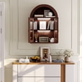 thumbnail image 2 of S-HOME Wall Mounted Arched Cabinet with Glass Doors, Adjustable Shelves in for Bathroom or Laundry Room，Brown, 2 of 10