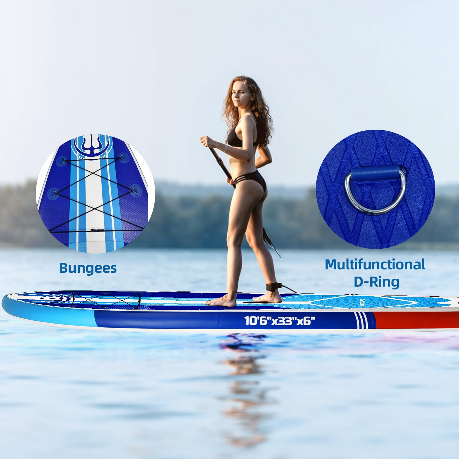 Inflatable Stand Up Paddle Boards, with SUP Paddle Board Accessories, Wide Stable Design, Non-Slip Comfort Deck for Youth & Adults