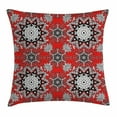 thumbnail image 1 of Red Mandala Throw Pillow Cushion Cover, Indian Ethnic Floral Swirls Leaves Lace Seem Hand Drawn Image, Decorative Square Accent Pillow Case, 16 X 16 Inches, Scarlet Grey Black and White, by Ambesonne, 1 of 1