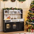 thumbnail image 2 of Costway Play Kitchen for Kids, Wooden Kitchen Playset with Realistic Lights & Sounds Black, 2 of 12