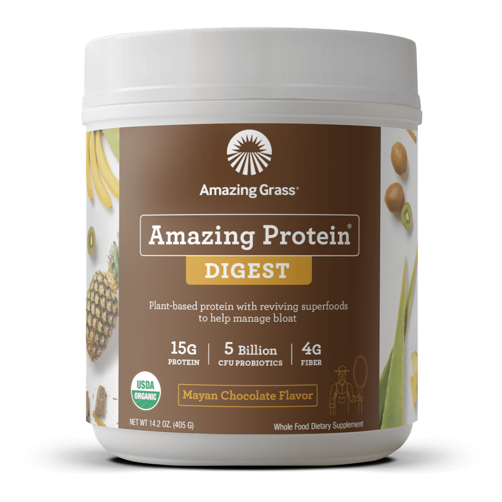 Amazing Grass Organic Plant Based Protein + Probiotics Digest Powder