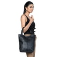thumbnail image 2 of Sharo Classique Cuir Souple Cuir Souple Noir Hobo Cabas Sac à Main, 2 of 6