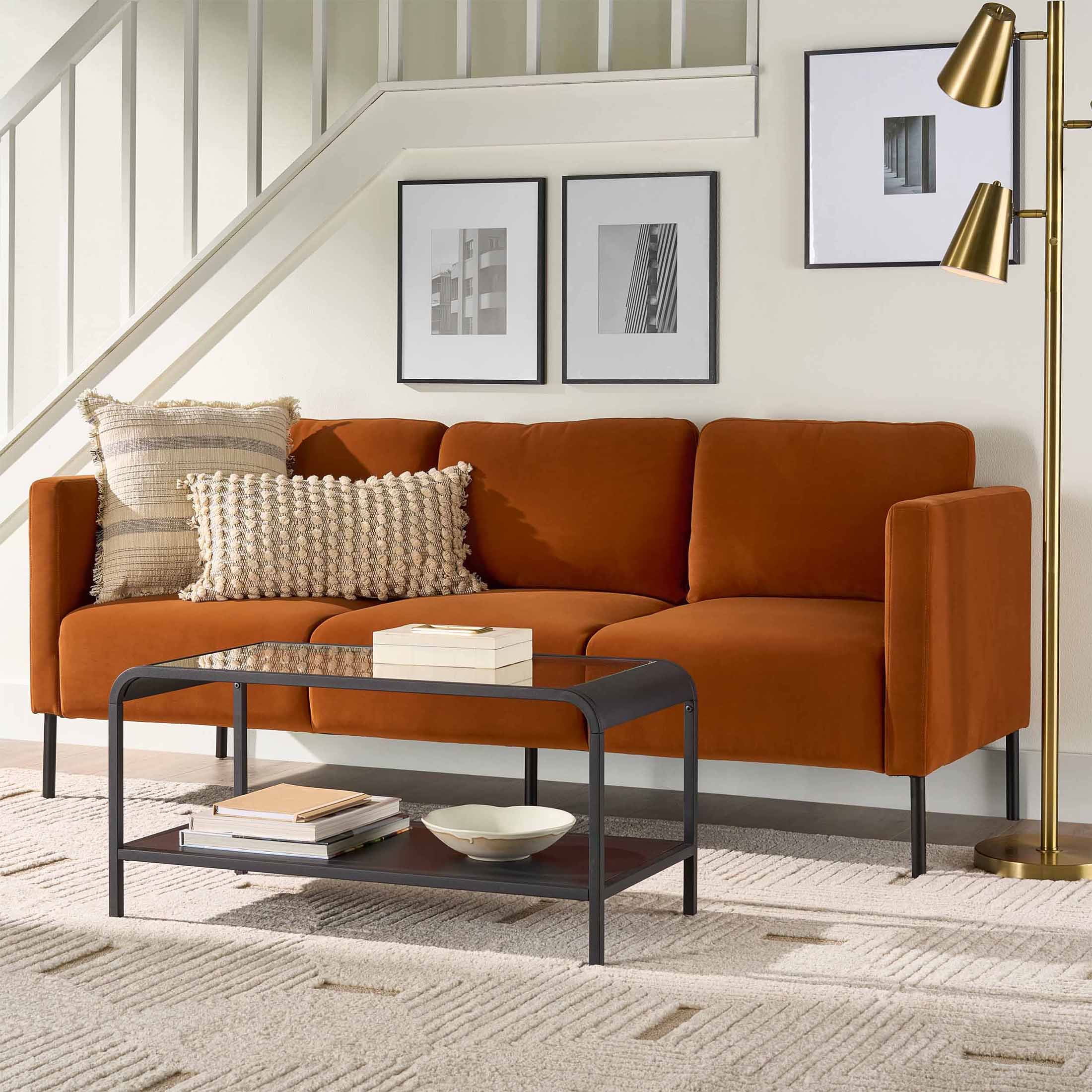 Better Homes & Gardens Wyatt Velvet Sofa, Copper Pipe