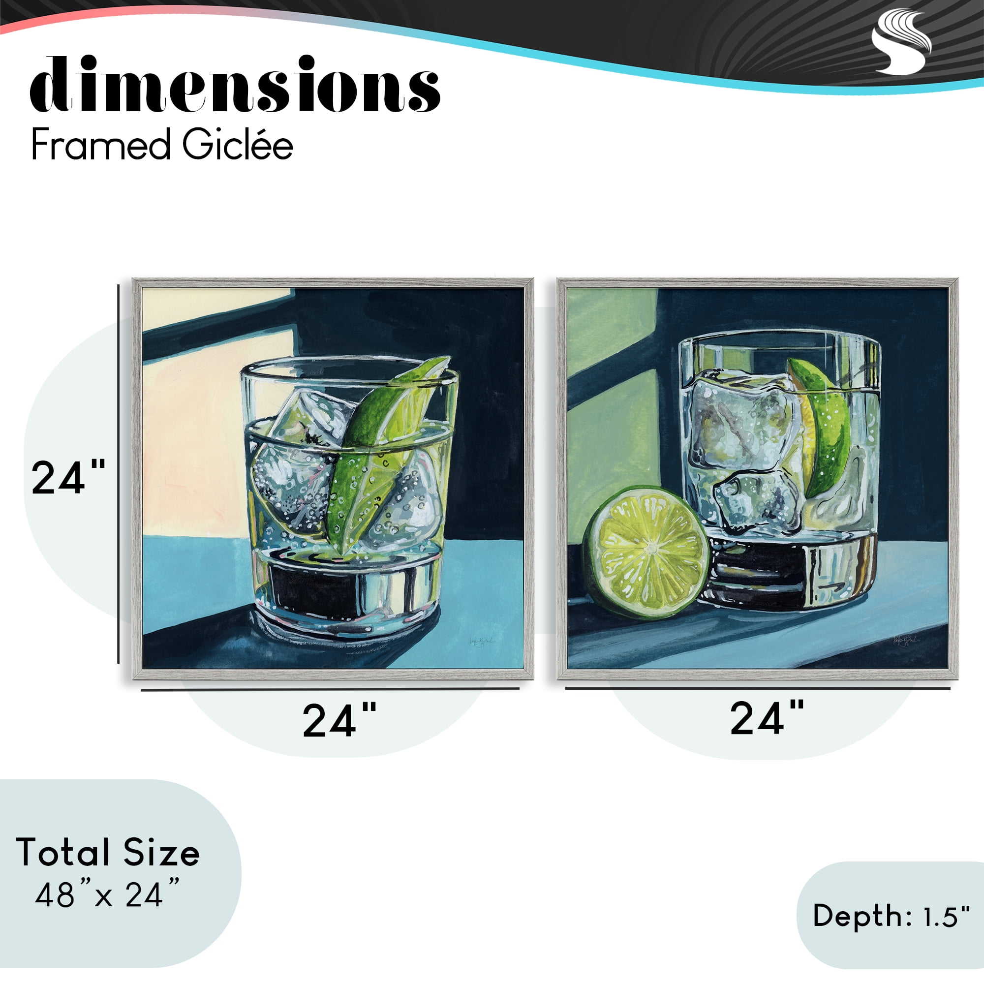 Stupell Industries Strong Gin Tonic Cocktail 2 Piece Gray Framed Giclee Art Set, design by Kate Jarvik Birch