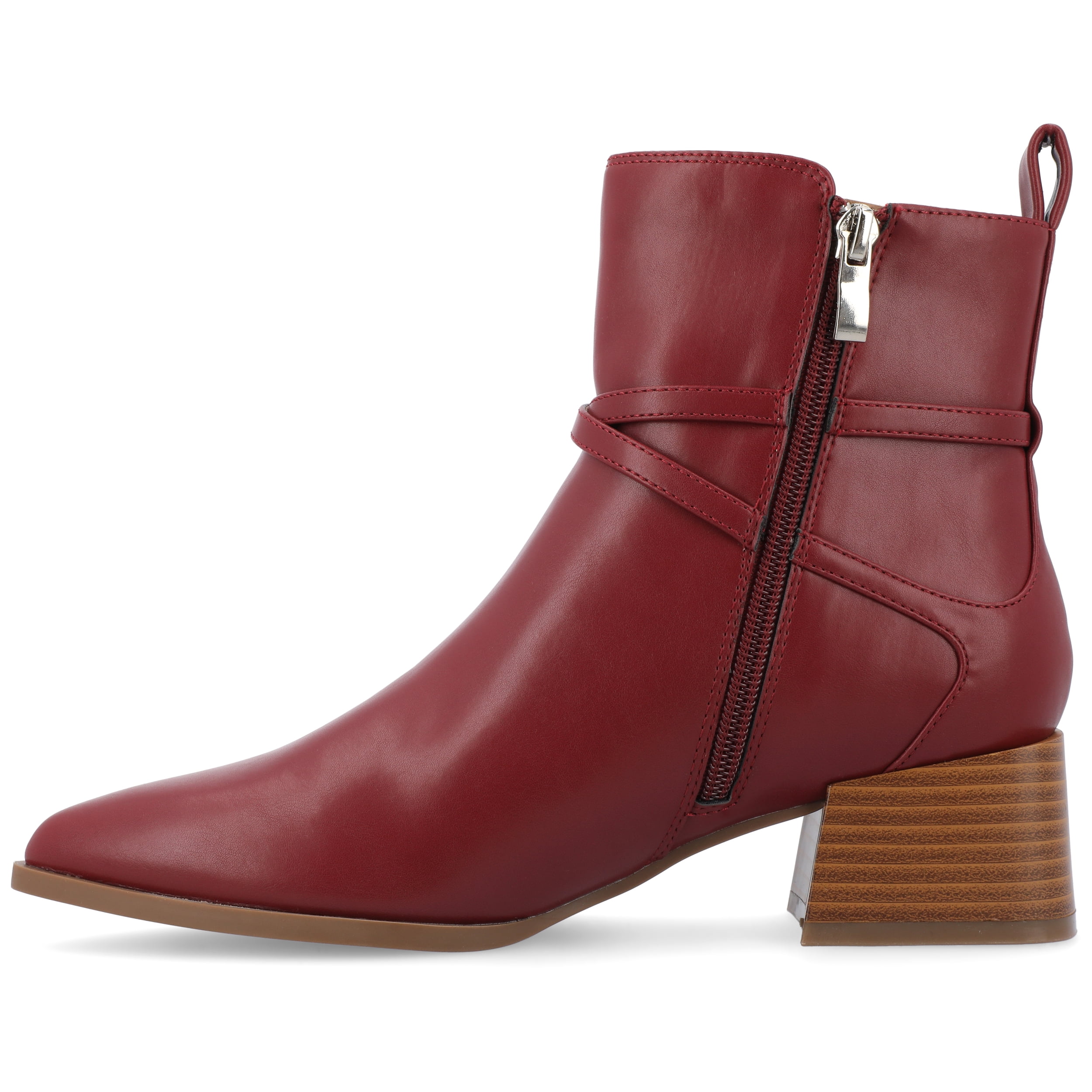 Journee Womens Estelle Stacked Heel Pointed Toe Booties, Widths Available