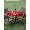 thumbnail image 3 of Outdoor Tablecloth with Umbrella Hole and Zipper, Red Snowflake Christmas Square Table Cloth 54x54 Inch Waterproof Tablecloth, Xmas Snowflake Red Picnic Table Cover for Patio Camping, 3 of 7
