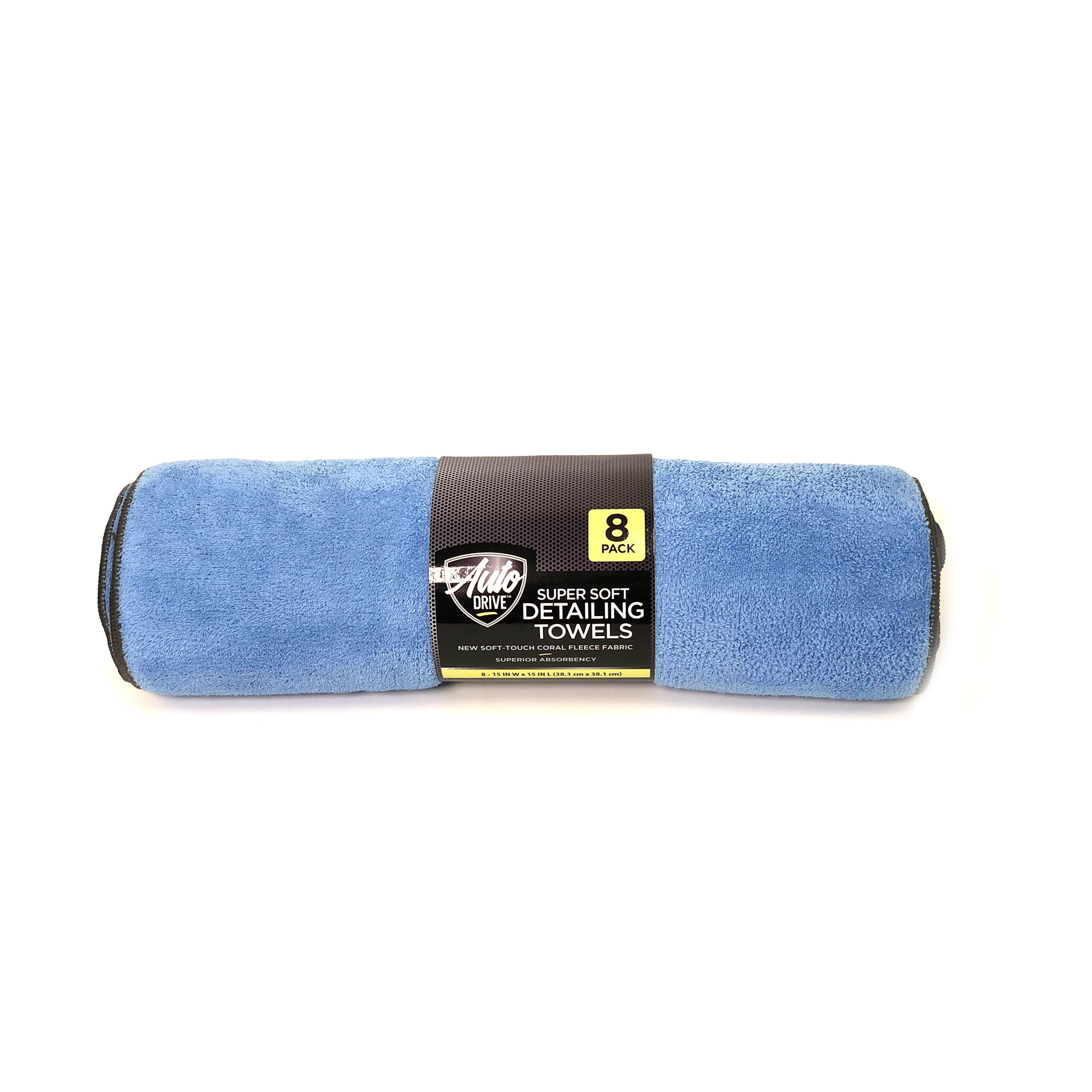 Auto Drive Coral Fleece Multi-Purpose Microfiber Towel, Cleaning, Detailing, 8pk, Blue & Yellow