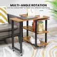 thumbnail image 3 of VIVOHOME Sofa Side Table with 2 Tiers Storage Shelves 6 Universal Casters for Home Office, 3 of 8
