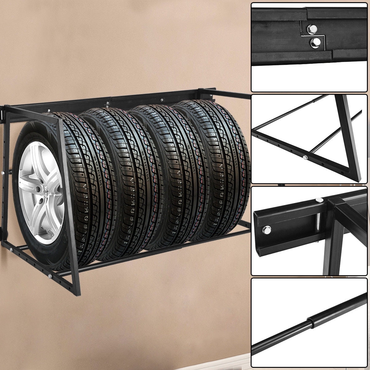 Gymax Multi Tire Rack Storage Adjustable Steel Wall Mount Tire
