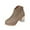 Khaki, variant on Fesfesfes Womens Dress Shoes Embroidered Thick Heel With Side Zipper Short 6.5(38)