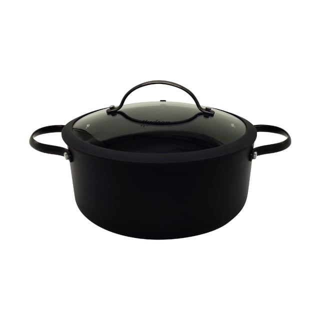 CACEROLA DE ALUMINIO NEGRA C/ANTIADHERENTE C/ASAS Y TAPA DE SILICONA 28CM NUEVO