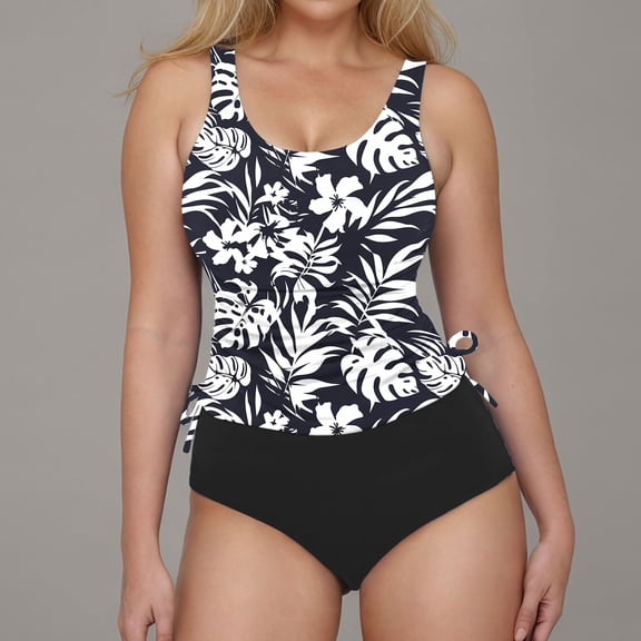 Yotami Tankini Swimsuits for Women High Waisted Two-Piece Swimsuit Set with Removable Padded, Floral Print Swim Set for Training, Multicolor
