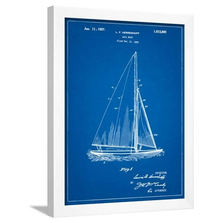 Herreshoff R 40' Gamecock Racing Sailboat Patent Framed Print Wall Art By Cole (Best Racing Sailboats Under 30 Feet)