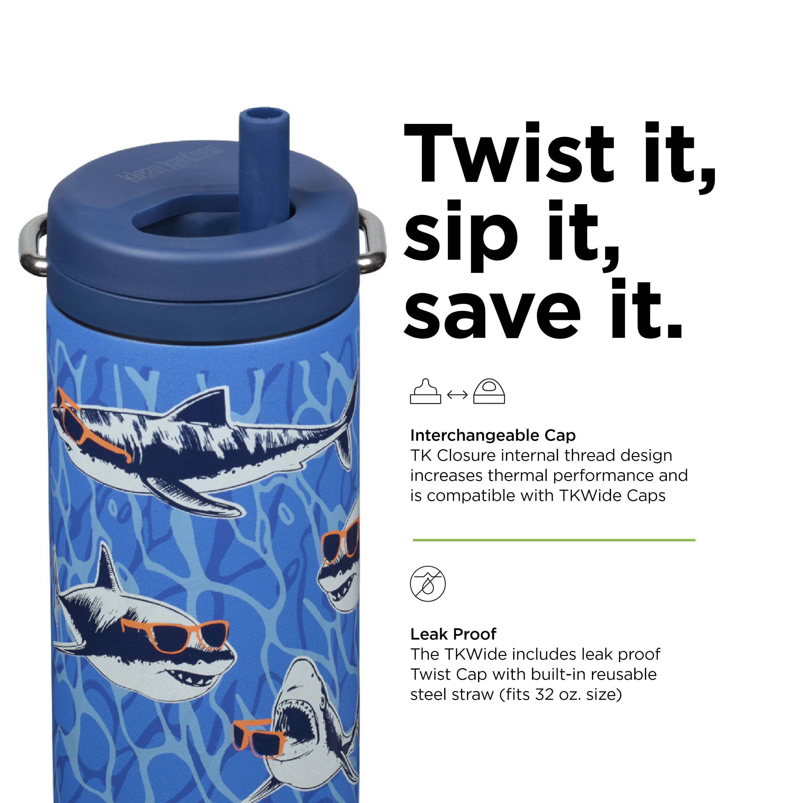 12oz TKWide Insulated Water Bottle with Twist Cap - Sharks in Shades